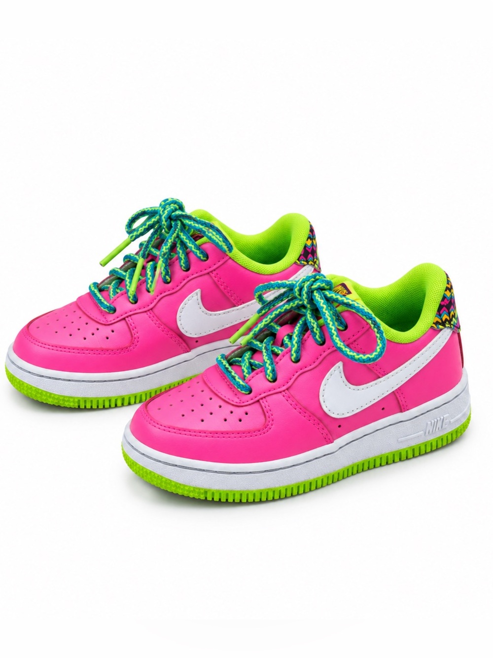 Nike Air Force 1 Low Girls Pink Neon Sneakers Kids Size 11